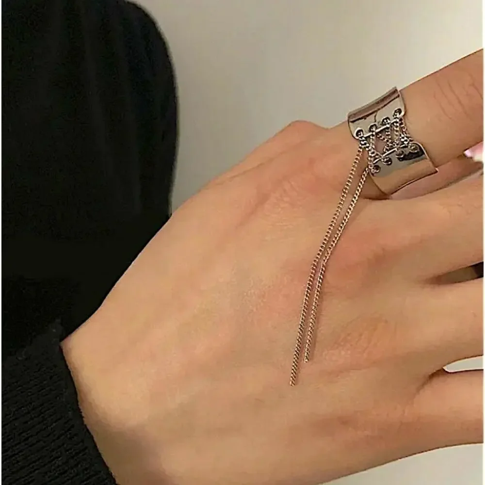 Silver Trendy Lace Up Ring